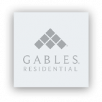 Black and white version of the Gables Residential logo to represent the continued partnership with TEAL's central plant system